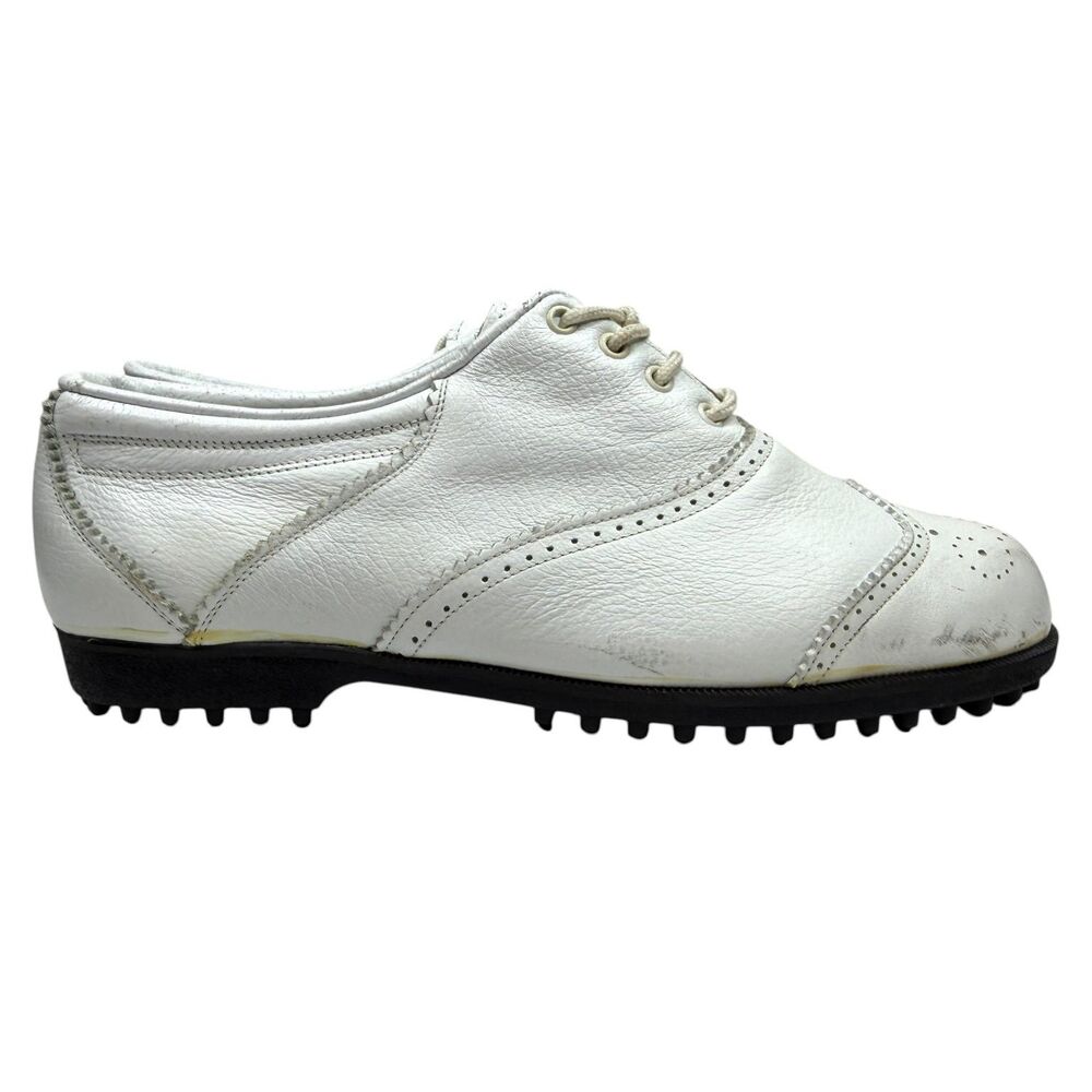 VTG Ascot Women White Leather Golf Shoes Spikeless Cleats Made in Mexico US 6.5